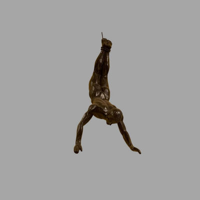 Two Cappetelli Sculptures - Two Bronze Bungee Jumping Men Hanging from a Wire - 13"