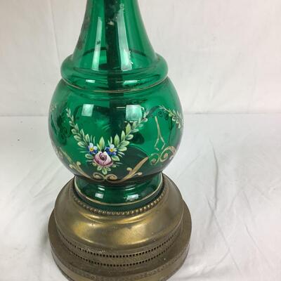 1038 Pair of Vintage Handpainted Bohemian Glass Lamps