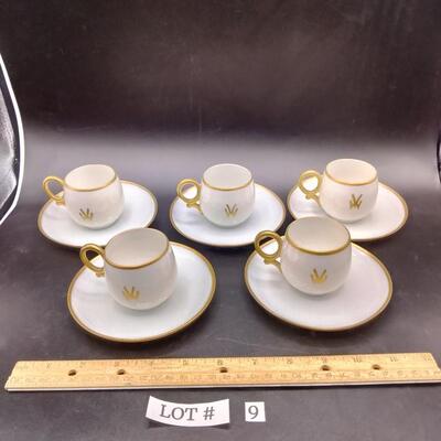 9 - 5 antique demitasse cup and saucers