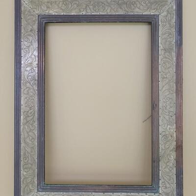 Lot 27: Antique Chased Metal & Wood Picture Frame