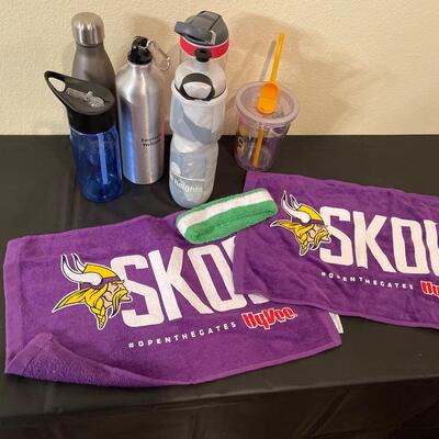 K13-Water bottles, sweatband and Vikings towels