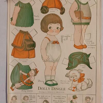 Lot 57: My Dolly. Father Tuck's Sunny Day Series, No. 2024, Jan. 1927 Dolly Dingle Paper Doll and Repro International Paper Dolls