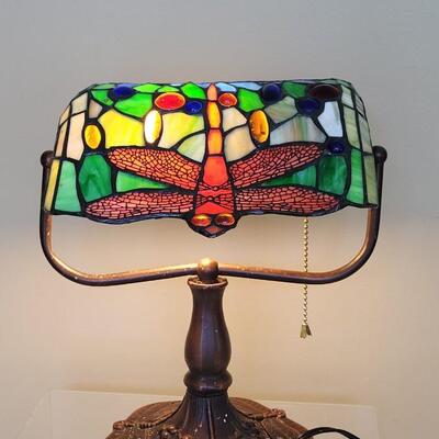 Lot 73: Tiffany Style Dragonfly Desk Lamp