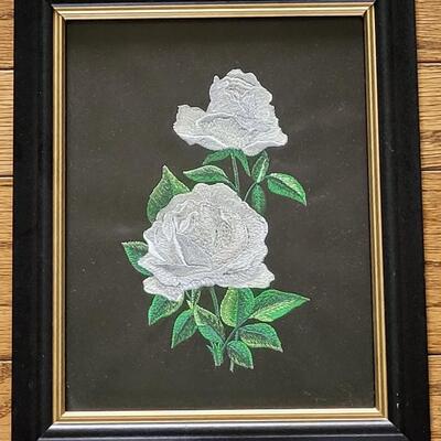 Lot 89: Framed Needlepoint Roses