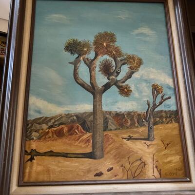 Joshua Tree Oil Painting Mid Century dated 1965 Artist G. Dye signed