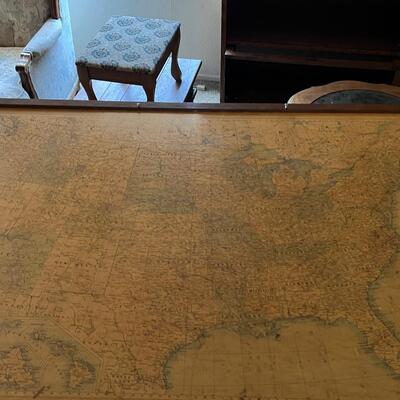 Large Map Mounted on a Wood Frame