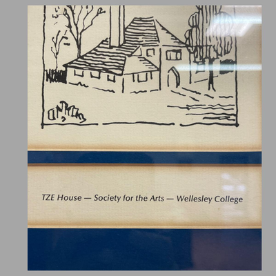 Framed Drawing of TZE House - Society for the Arts - Wellesley College