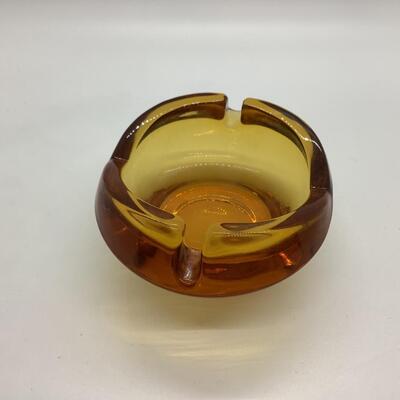 Amber glass sloped ashtray