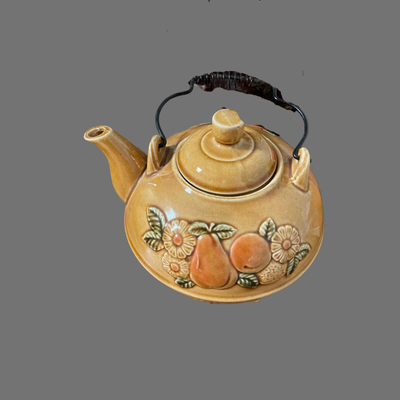 Vintage Gold Glazed Ceramic Tea Kettle