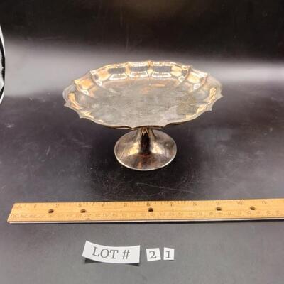 21 - silverplate footed bon bon dish