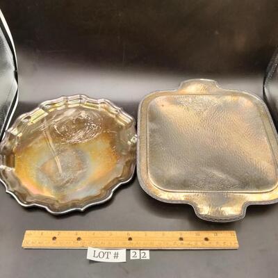 22 - 2 silverplate trays