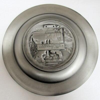 1988 Limited Edition 380/1500 Harley Davidson Pewter Plate, A Winter Gathering, Heavy Good Quality, Made in USA