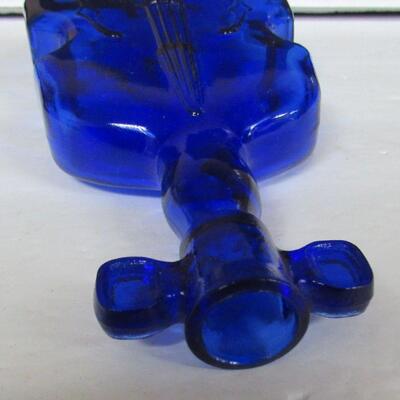 Cobalt Blue Violin Shaped Bottle Vase