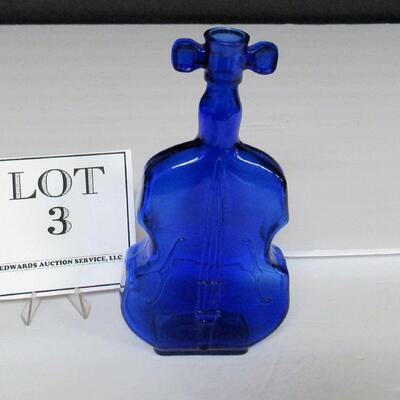 Cobalt Blue Violin Shaped Bottle Vase
