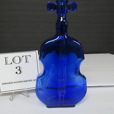 Cobalt Blue Violin Shaped Bottle Vase