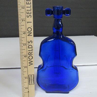 Cobalt Blue Violin Shaped Bottle Vase