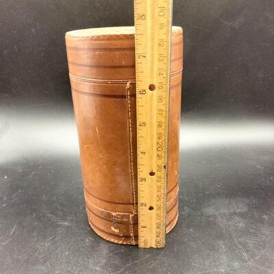 56 - Antique Leather cuff and collar travel box