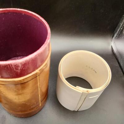 56 - Antique Leather cuff and collar travel box