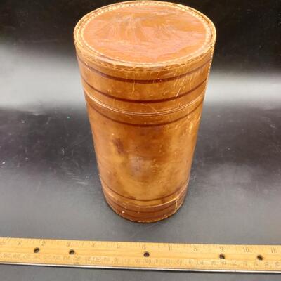 56 - Antique Leather cuff and collar travel box