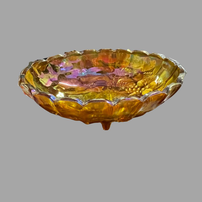 Vintage Indiana Glass Amber Carnival Fruit Bowl