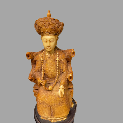 Vintage Emperor and Empress Carved Resin Figurines