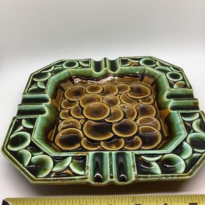 Glossy brown green textured ashtray