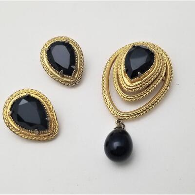 Lot #44 Vintage FLORENZA set - brooch and clip earrings
