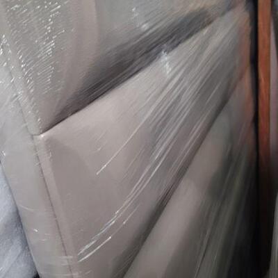 Grey taupe queen bed frame new unused. Mod style  $899