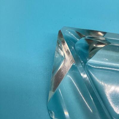 Clear glass triangular ashtray