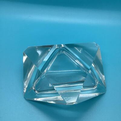 Clear glass triangular ashtray