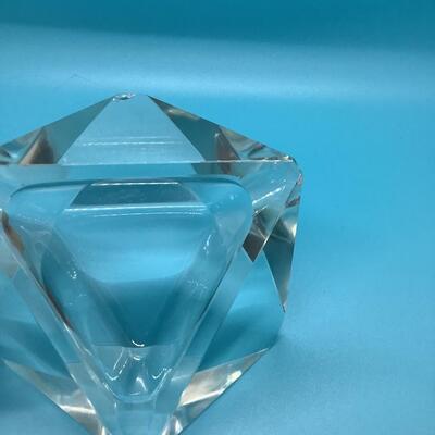 Clear glass triangular ashtray