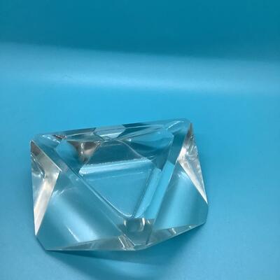 Clear glass triangular ashtray