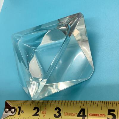 Clear glass triangular ashtray