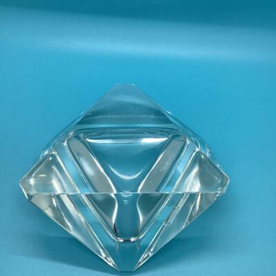 Clear glass triangular ashtray