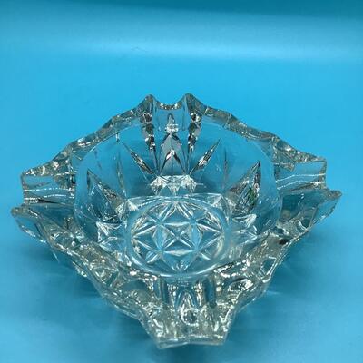 Clear cut glass square ashtray