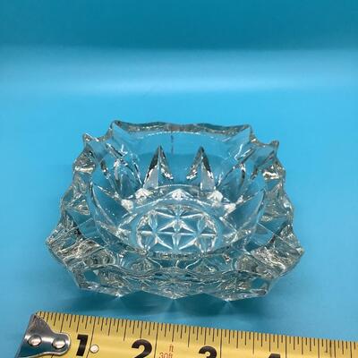 Clear cut glass square ashtray