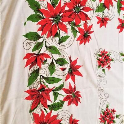 Lot #67  Vintage 1960's Cotton Christmas Tablecloth