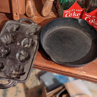 John Wright Muffin and Griswold #3 Cast Iron Pans
