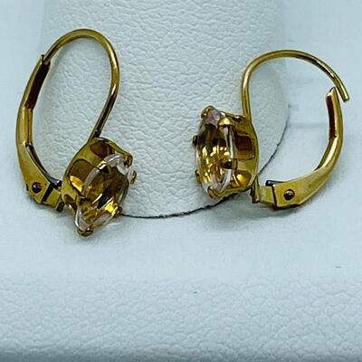 LOTJ30: 10k CID- Claude Duneier- lever back pierced CZ earrings