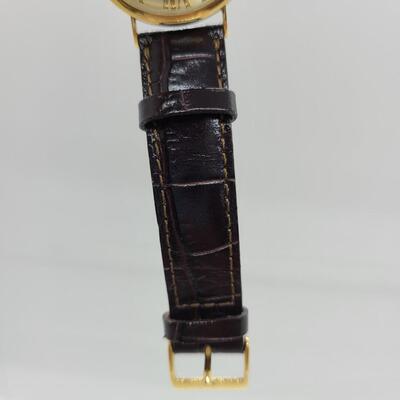 LOTJ112: Vincent Italy 14kt (Case Only) Brown Leather Band Watch