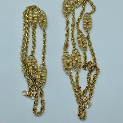 LOT J113: New in Box Pair of Camrose & Kross Jacqueline Kennedy Gold Tone/CZ Layering Necklaces