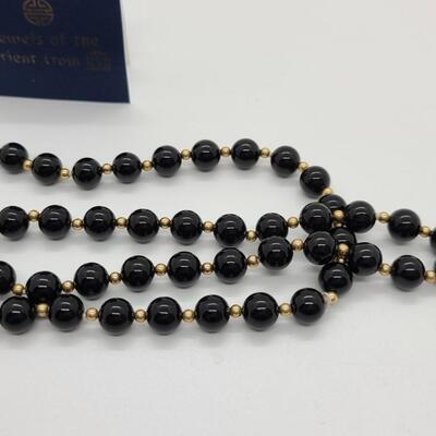 LOTJ120: New with Tags, 14kt Gold and Black Onyx Beaded Necklace