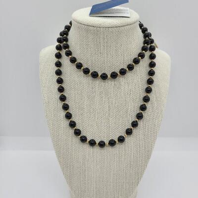 LOTJ120: New with Tags, 14kt Gold and Black Onyx Beaded Necklace