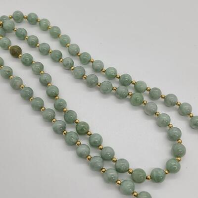 LOTJ 121: Jadeite and 14kt Gold Beaded Necklace