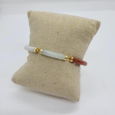 LOTJ 122: 14kt Gold and Multicolor Natural Jadeite Gemstone Bracelet