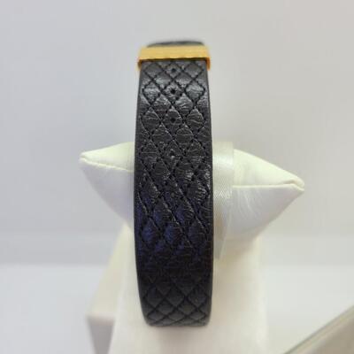 LOTJ:  1993 Chanel Matelasse' 18Kt Yellow Gold and Black Leather Quartz Wrist Watch