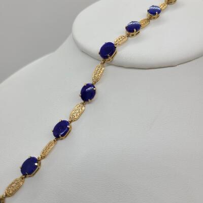 LOTJ 130: Clyde Duneier Lapis Lazuli & 10K Yellow Gold Bracelet