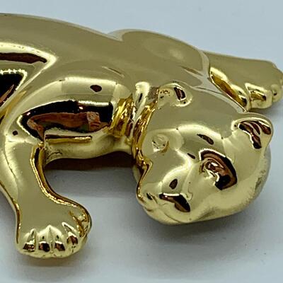 LOTJ135: Five Inch,  Gold Tone Panther Brooch