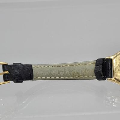 LOTJ138: Vincence 14kt Gold-Milor Swiss Movement Watch Italy, Black Leather Band