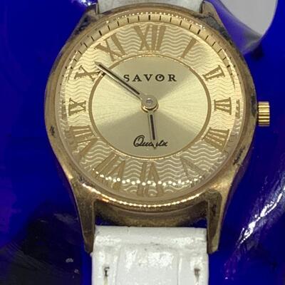 LOTJ144: Savor 925 & 1/10 14kt (Case Only) Watch with White Leather Band